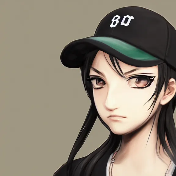 Image similar to close-up portrait of a girl with baseball cap in danganronpa style, digital art by Rui Komatsuzaki, elegant, extremely detailed, 8k, trending in artstation