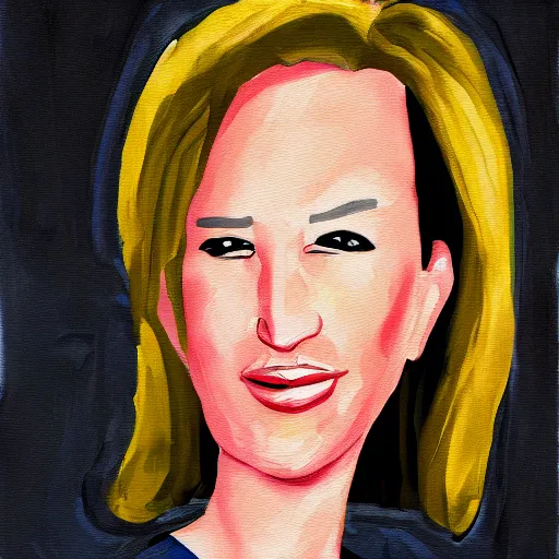 Prompt: a feminine version of female bill maher painting