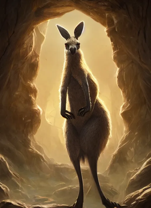 Image similar to kangaroo, ultra detailed fantasy, elden ring, realistic, dnd character portrait, full body, dnd, rpg, lotr game design fanart by concept art, behance hd, artstation, deviantart, global illumination radiating a glowing aura global illumination ray tracing hdr render in unreal engine 5