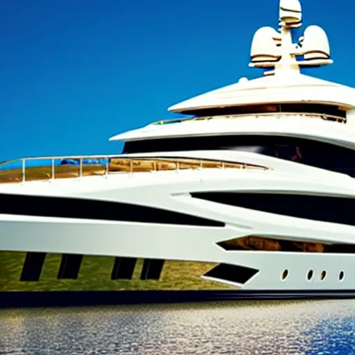 Image similar to wrinkled hunchbacked old butler polishing the side of a gold plated mega yacht