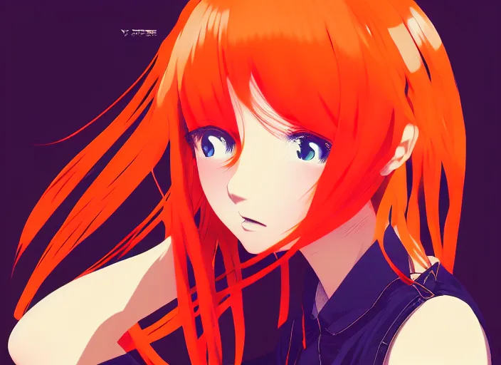 Image similar to anime girl with orange hair in the Soviet pioneer form, manga,katsura masakazu, intricate, detailed, studio lighting, gradation,editorial illustration, matte print, Ilya Kuvshinov, concept art, digital