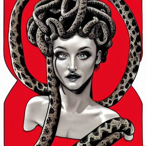 Prompt: medusa with sausages instead of snakes, sausage hair, photorealistic, illustration