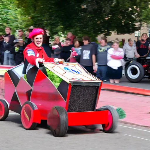 Image similar to red box soapbox race, wacky races, photo