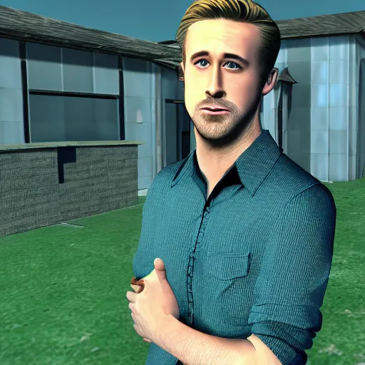 Image similar to screenshot of ryan gosling in gmod