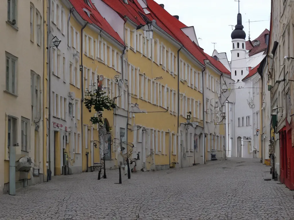 Prompt: Estonia streets of Tallinn as a PS1 first person video game