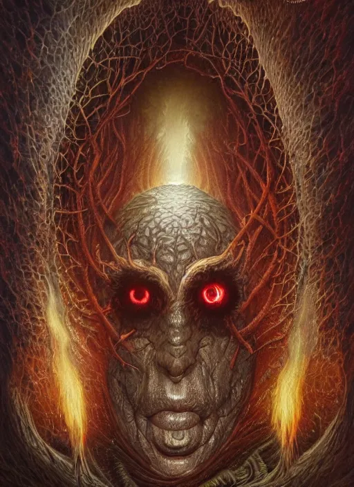 Image similar to trent reznor glowing eyes, shamanic poster lsd art, intricate, elegant, highly detailed, centered, digital painting, artstation, concept art, smooth, sharp focus, illustration, artgerm, tomasz alen kopera, peter mohrbacher, donato giancola, joseph christian leyendecker, wlop, frank frazetta