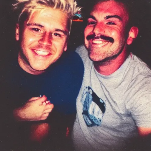 Image similar to polaroid of Homelander and Billy Butcher on holday having a great time together