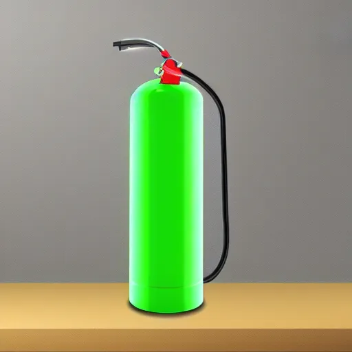 Prompt: Neon Green Moyai Face Fire Extinguisher, Bright, Glowing, Realistic, 4k