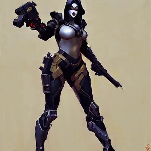 Image similar to greg manchess portrait painting of partially armored lady death as overwatch character, medium shot, asymmetrical, profile picture, organic painting, sunny day, matte painting, bold shapes, hard edges, street art, trending on artstation, by huang guangjian and gil elvgren and sachin teng