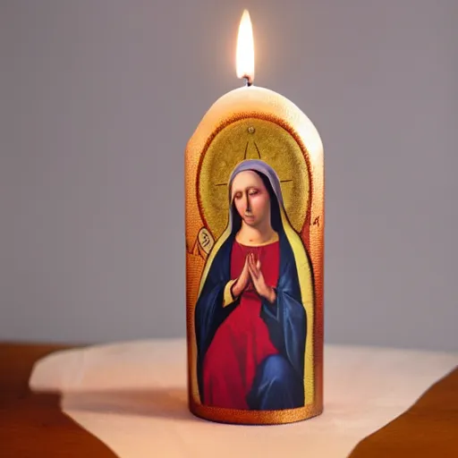 Image similar to virgin mary on a candle