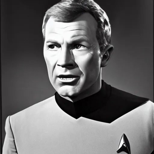 Image similar to photograph of captain j. kirk from star trek looking amazed with his mouth and eyes wide open. film still, detailed face!!, ultra realism, dramatic lighting, zeiss lens, canon eos, dynamic pose, 8 resolution, hyperrealism