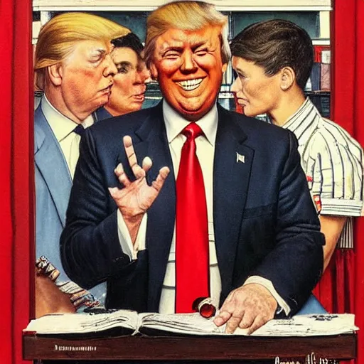 Prompt: portrait of Donald trump, by norman rockwell