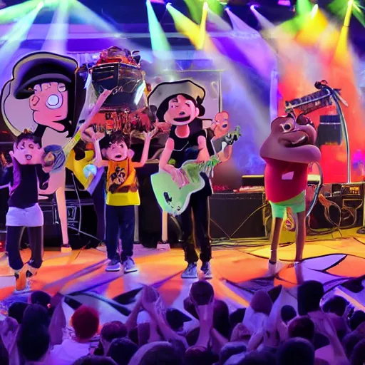 Image similar to phineas and ferb dj a concert