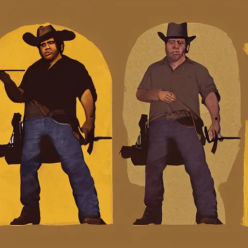 Image similar to joey diaz in the style of red dead redemption video game