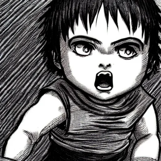 Image similar to a baby drawn by kentaro miura