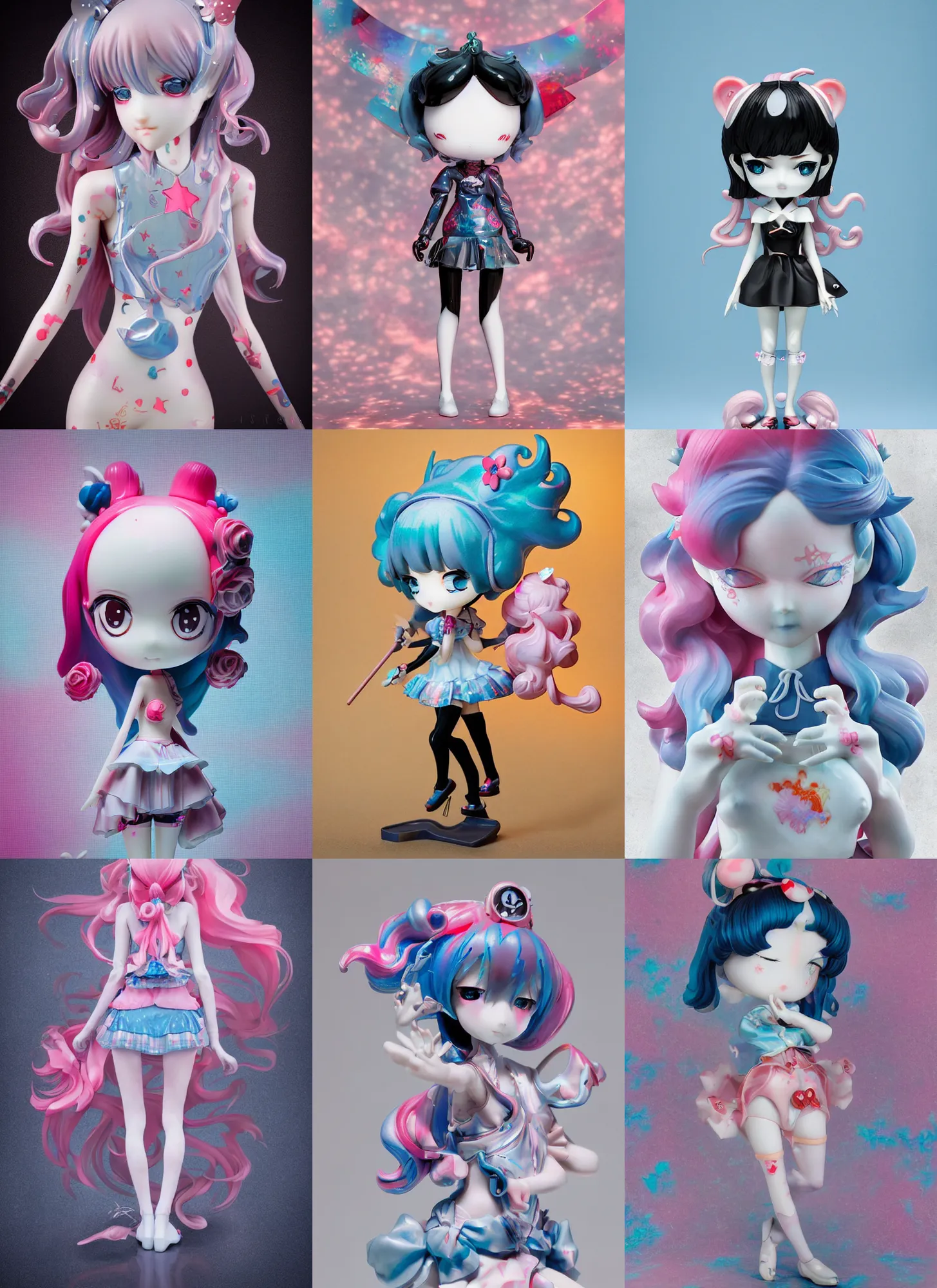Prompt: james jean isolated harajuku magical girl vinyl figure, figure photography, smooth sharp focus, holographic undertones, anime stylized, high detail, ethereal lighting