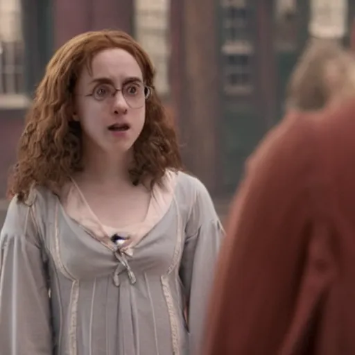 Image similar to Saddie Sink in Harry Potter as Hermione Granger, Movie Shot, high quality, 8k,