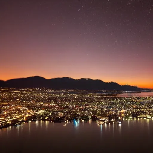 Prompt: photo of the night sky, as seen from vancouver, professioanl photo from science magazine