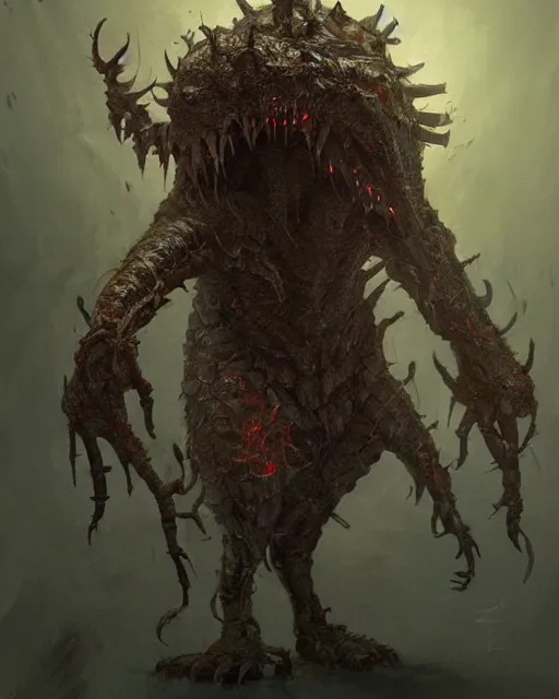 Image similar to terryfing horror maggot demon full body, art by greg rutkowski, trending on artstation, hyper detailed