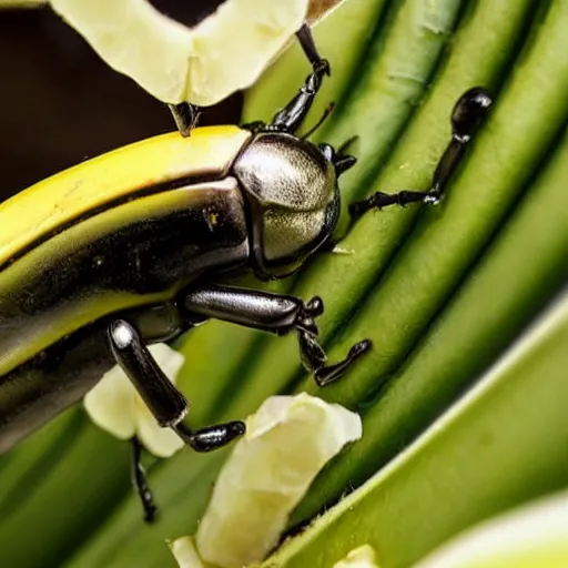 Image similar to A big bug eating a banana