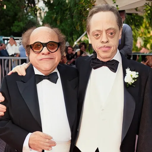 Image similar to danny devito and steve buscemi getting married wedding
