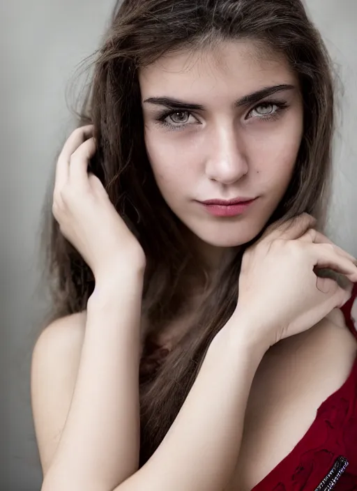 Prompt: portrait of a beautiful 20-year-old Italian woman by Brian Ingram, close up, detailed, award winning, Sony a7R