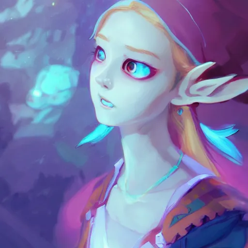 Image similar to a portrait of a cinematic still of the happy zelda, art by lois van baarle and loish and ross tran and rossdraws and sam yang and samdoesarts and artgerm and saruei and takaya imamura, digital art, highly detailed, intricate, sharp focus, trending on artstation hq, deviantart, unreal engine 5, 4 k uhd image