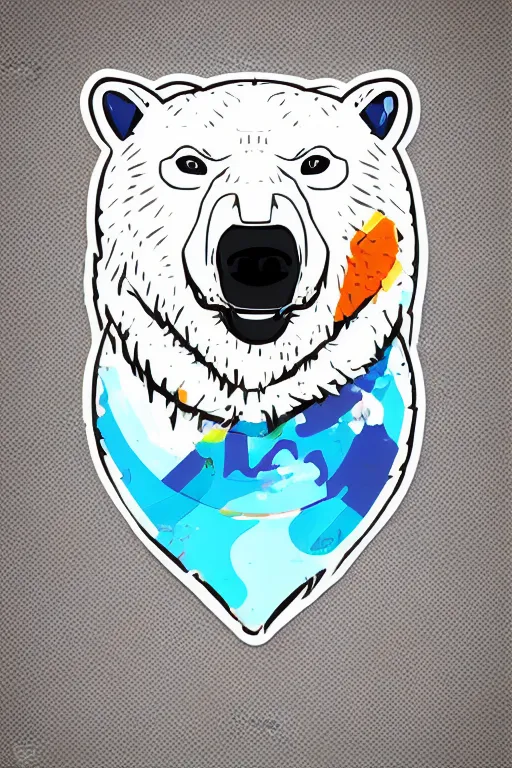 Image similar to Portrait of a polar bear, mafia, gangster, sticker, colorful, illustration, highly detailed, simple, smooth and clean vector curves, no jagged lines, vector art, smooth