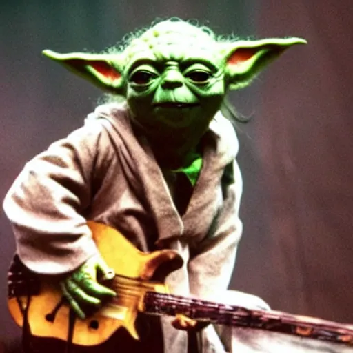 Image similar to yoda performing at woodstock