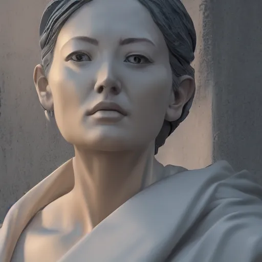 Image similar to portrait of statue woman, chrome, reflect, 8 k uhd, unreal engine, octane render in the artstyle of john park and greg rutkowski