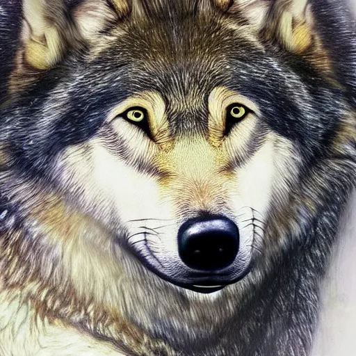 Prompt: an accurate photo realistic art of an half girl half wolf