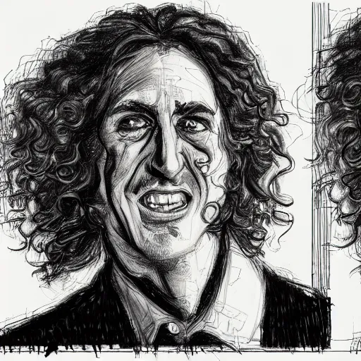 Image similar to a realistic yet scraggly portrait sketch of the side profile of a happy weird al, trending on artstation, intricate details, in the style of frank auerbach, in the style of sergio aragones, in the style of martin ansin, in the style of david aja, in the style of mattias adolfsson