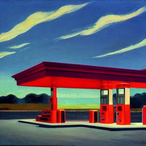 Image similar to American Gas Station by Edward Hopper