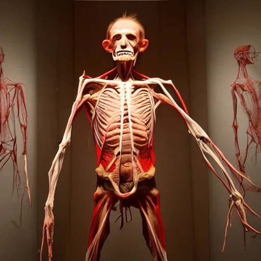 Prompt: human exhibit, Gunther Von Hagens, Body Worlds