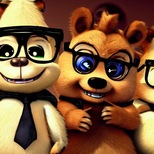 Prompt: Alvin and the Chipmunks in Five Nights at Freddy's