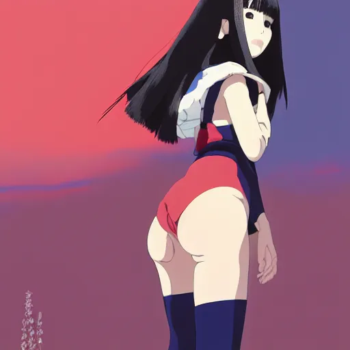 Image similar to a beautiful japanese natalie portman gravure model, wearing oversized native designer bomber jacket and leotard with overalls, bulky poofy bomber jacket with mesoamerican patterns, mesoamerican native street fashion, gapmoe yandere grimdark, trending on pixiv fanbox, painted by greg rutkowski makoto shinkai takashi takeuchi studio ghibli, akihiko yoshida