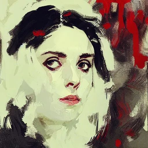 Image similar to alison brie as john snow, closed eyes, intricate, elegant, highly detailed, greg manchess, mucha, liepke, ruan jia, jeffrey catherine jones, ridley scott