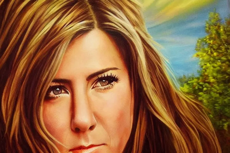 Prompt: jenifer aniston, fantasy, painting, ultra realistic!!!, clear weather, golden hour, sharp focus