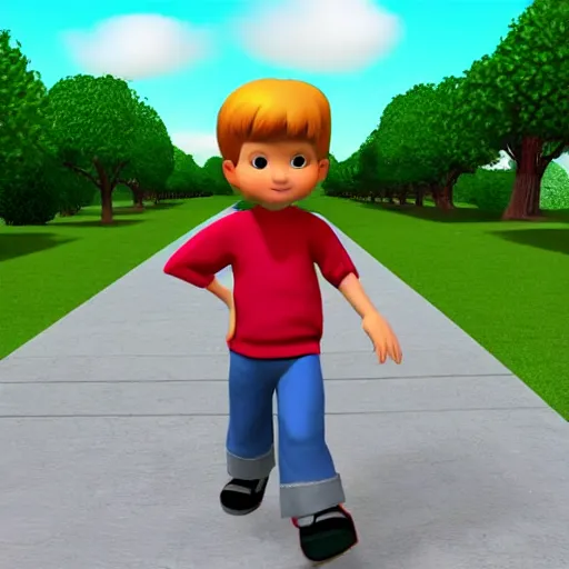 Prompt: https://kreativos.net/propuestas/img-propuestas/cd1fb84a9ae9f9dd7f83972a866068c6.jpg, boy character 3d, walking, toon,