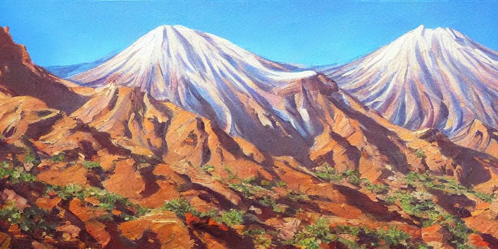Prompt: Oil painting, highly detailed, romantic style, Teide mountain