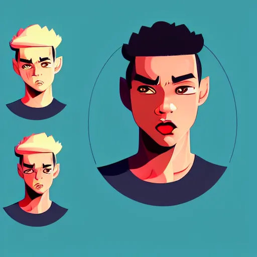 Image similar to 2 d character design, male rapper, vector art, digital art, portrait, 4 k, 8 k, sharp focus, smooth, illustration, concept art, music artist