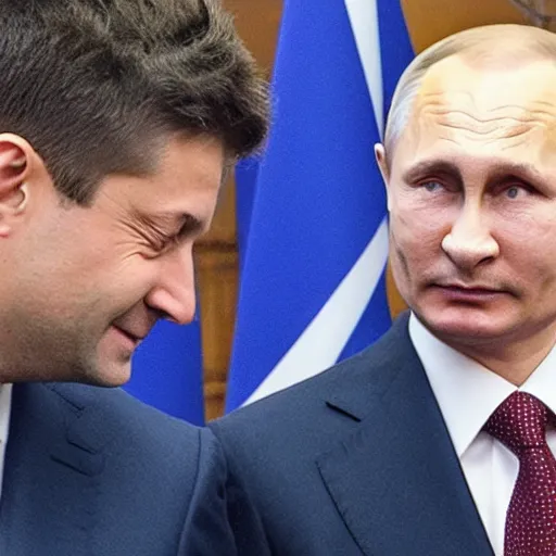 Prompt: zelensky giving Putin a wedgie