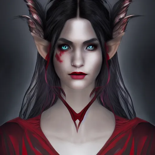 Digital portrait of a beautiful half-elf half-vampire | Stable ...