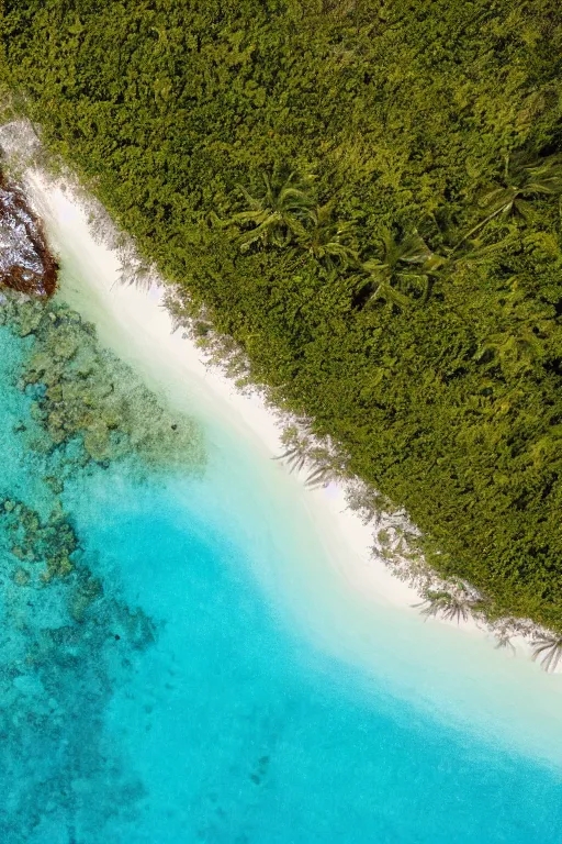 Image similar to Aerial Photo of tropical Beach, turquoise water, calm, volumetric lighting, summer, Cinematic, award winning, photo print.