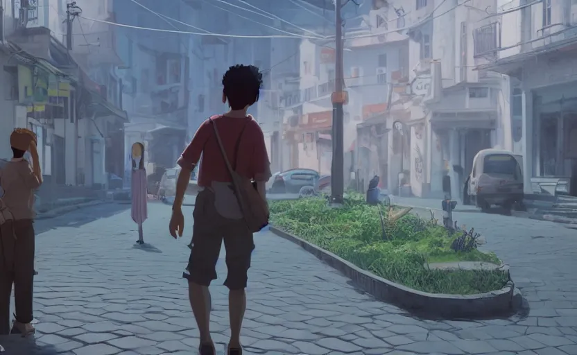 Prompt: a film still Salvador Bahia, medium shot, waist up, studio Ghibli, Pixar and Disney animation, sharp, Rendered in Unreal Engine 5, anime key art by Greg Rutkowski, Bloom, dramatic lighting