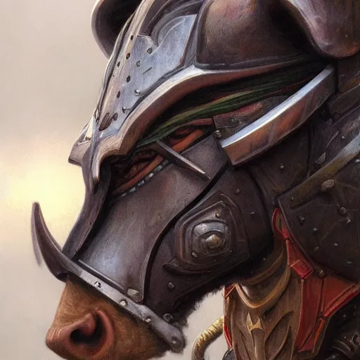 Prompt: cow knight as a realistic fantasy knight, closeup portrait art by donato giancola and greg rutkowski, realistic face, digital art, trending on artstation, symmetry!!