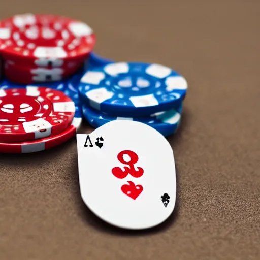 Image similar to anthropomorphic poker chip playing poker, canon 5 d 5 0 mm lens