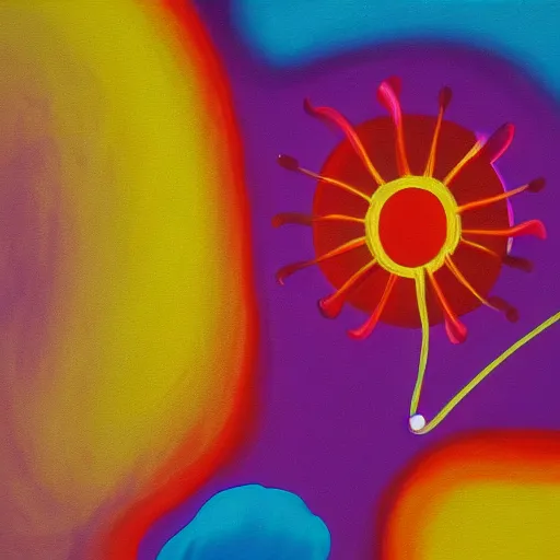 Image similar to peter max painting of coronavirus