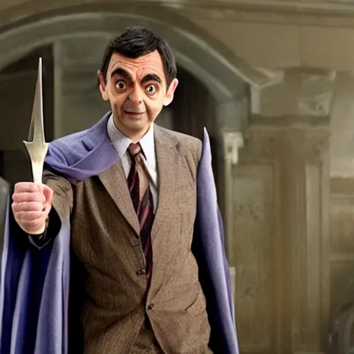 Image similar to film still of Mr Bean as Thor in Avengers Endgame