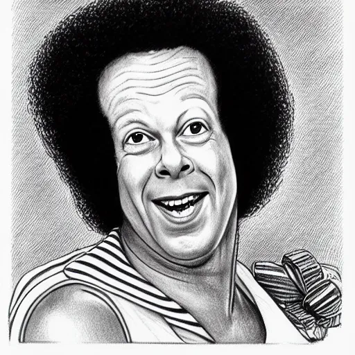 Prompt: a realistic portrait drawing of Richard simmons drawn by Robert Crumb